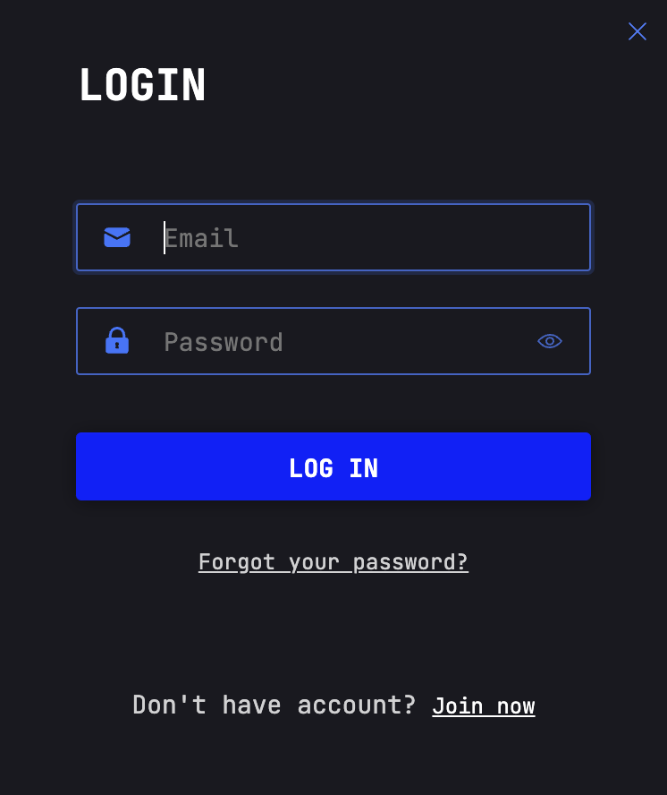 Pilot Coin login form