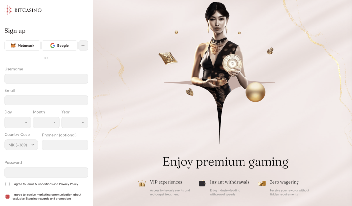 Bitcasino sign up gage