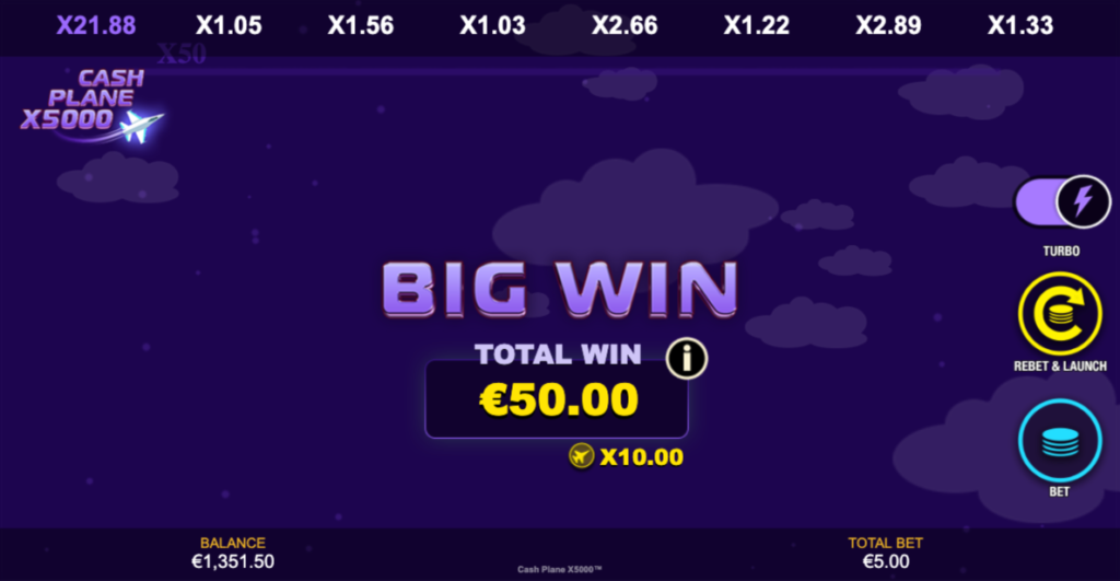 Crash plane x5000 Big WIn