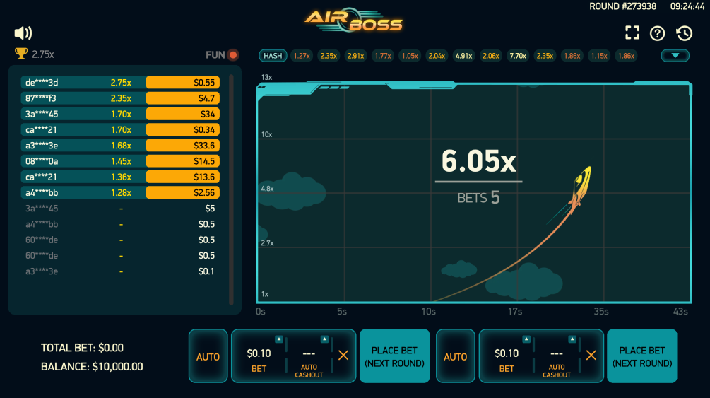 Airboss by Platipus Crash Game