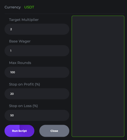 Masaniello Betting System Crash Game Configuration UI