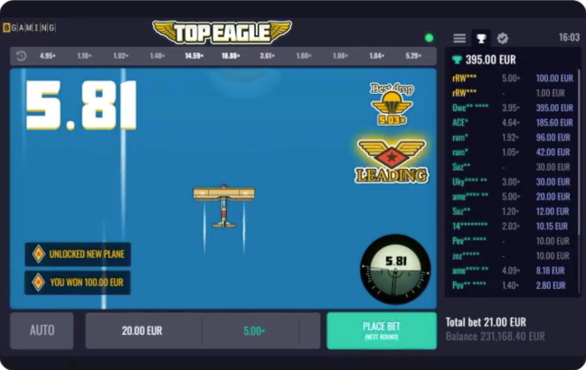 TOP EAGLE by BGaming Bonus